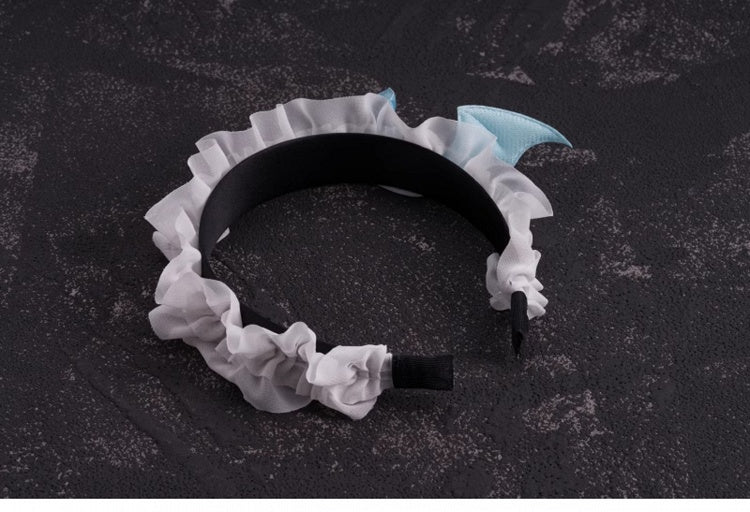 Handmade Skull Bat Wings White Ruffled KC