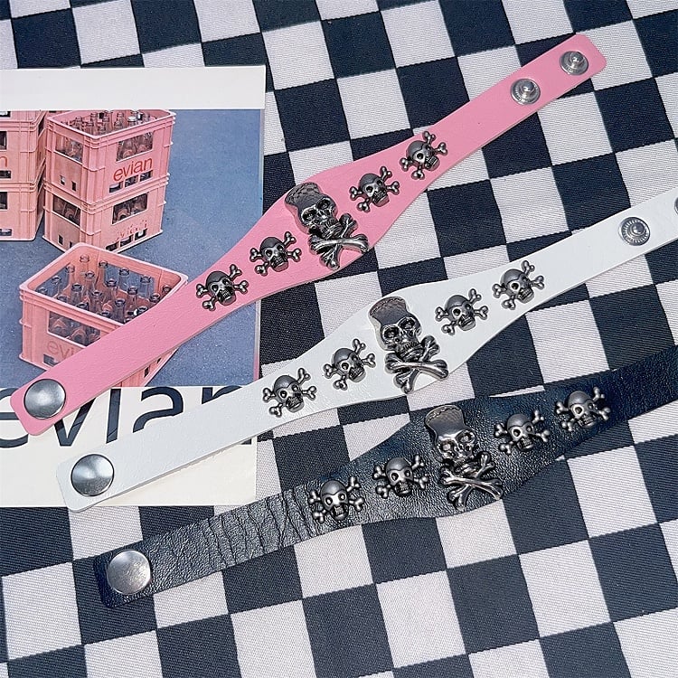 Black/White/Pink Y2K Skeleton Decorated Bracelet