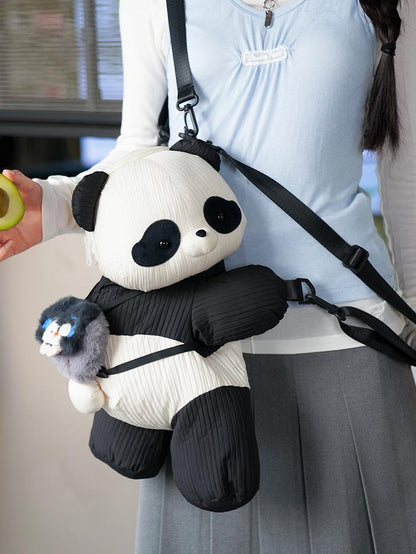 Kawaii Panda Black & White Plus Size Backpack/Crossbody Bag