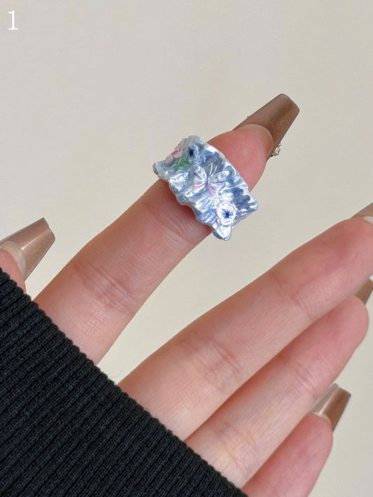 8 Options Blue Y2K Bittersweet Butterfly And Floral Design Ring