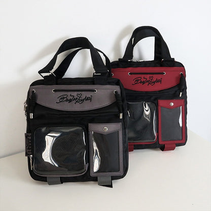 Black & Red Letters Embroidery Ita Bag