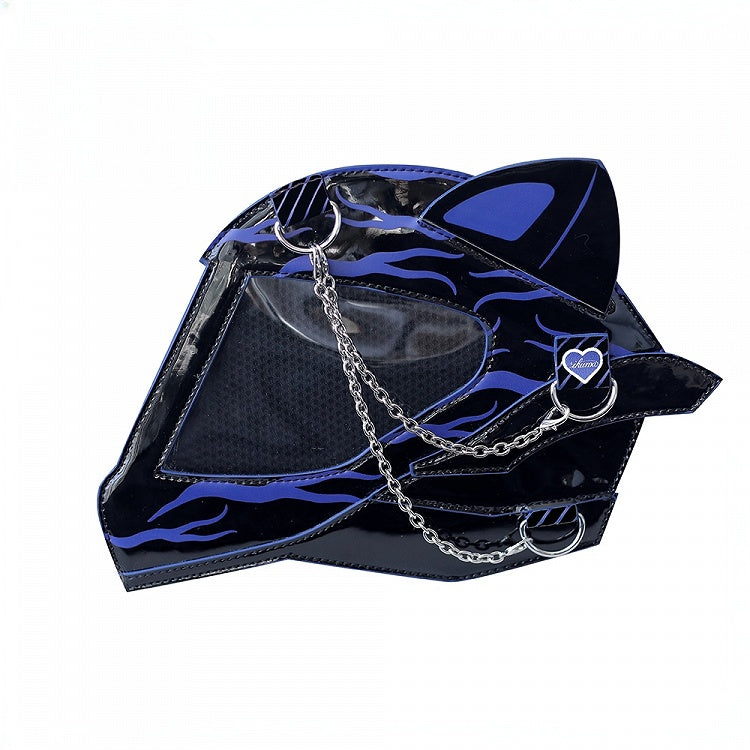 Cat Ear Design Helmet Shaped Ita Bag Polished Black&Blue
