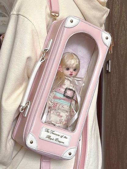 Pink Diamond Pattern 1/6 Scale BJD Doll Bag with Two Straps