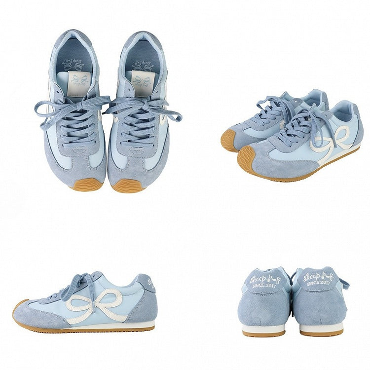 Blue Bowknot Design Front Lace-up Ties Sneakers