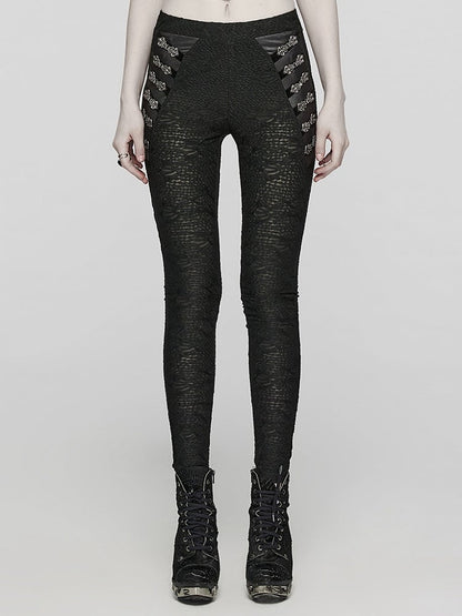 Black Goth Texture Leggings