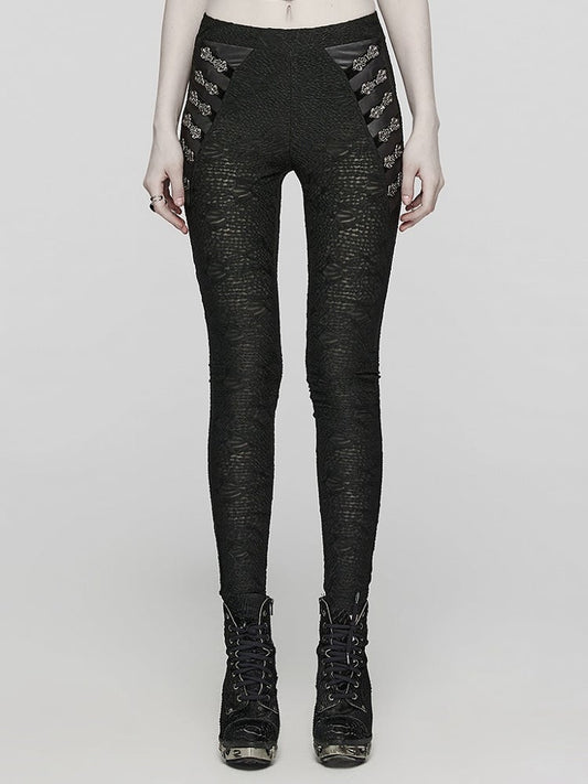 Black Goth Texture Leggings