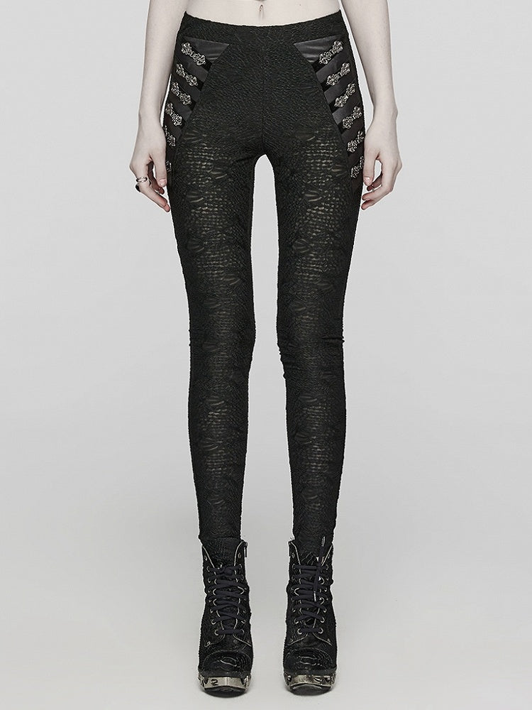 Black Goth Texture Leggings