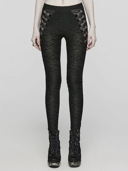 Black Goth Texture Leggings