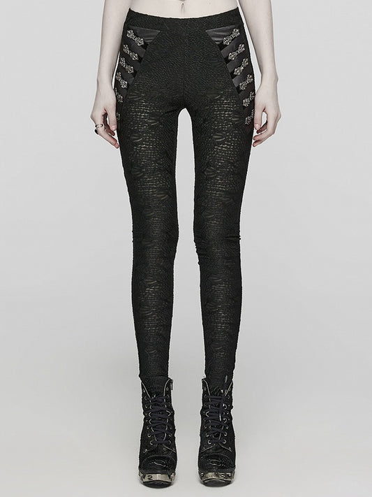 Black Goth Texture Leggings