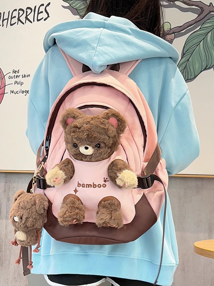 Pink&Brown Cut-out Design Backpack