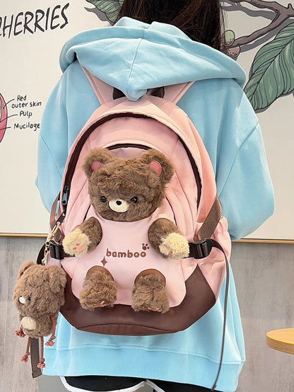 Pink&Brown Cut-out Design Backpack