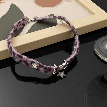 Purple Leopard Punk Choker