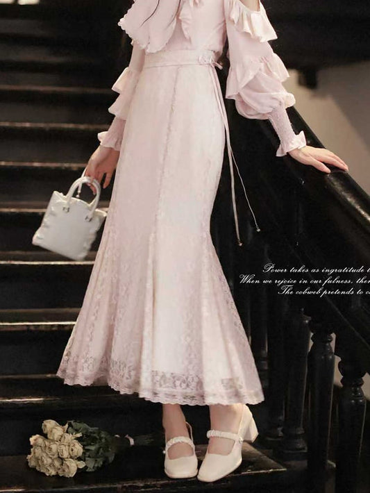 Clean & Pure Jirai Kei Skirt: Sakura Pink Mermaid Silhouette with Elegant High Waist