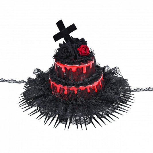 Gothic Cross Black&Red Cake-shaped Hat