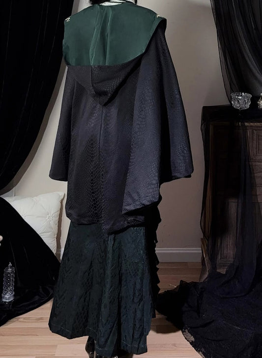 Slythern Black and Green Snake Scale Pattern Gothic Robe