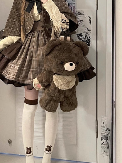 Chocolate Brown 35cm/50cm Plush Bear Backpack Detachable Shoulder Straps