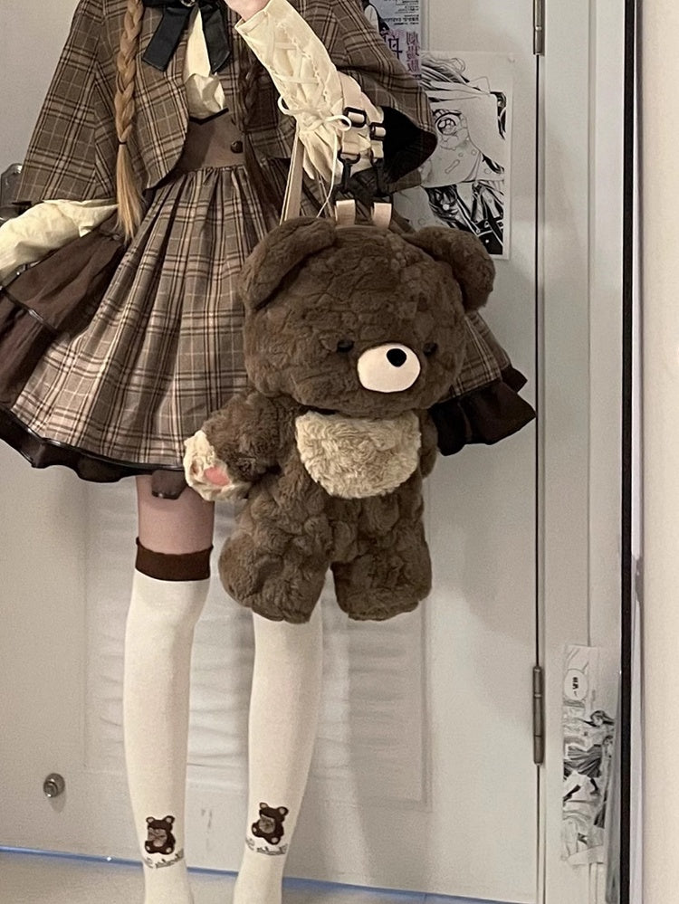 Chocolate Brown 35cm/50cm Plush Bear Backpack Detachable Shoulder Straps