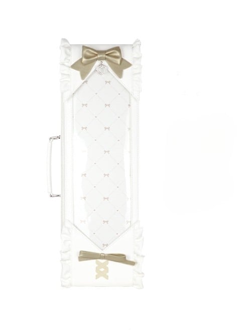 White&Gold Bowknot Details Diamond Pattern 1/4 Scale BJD Doll Bag with Two Straps