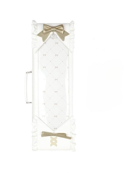 White&Gold Bowknot Details Diamond Pattern 1/4 Scale BJD Doll Bag with Two Straps