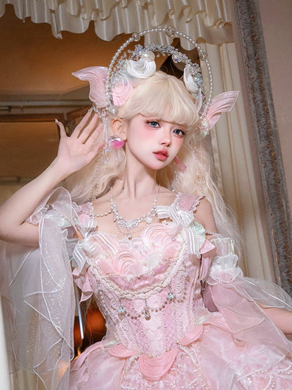 Pink / Blue Fairy Mermaid Beaded Crown Headpiece