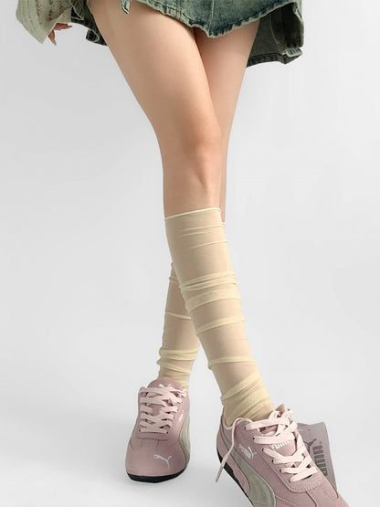 Beige/Pink/White/Nude Loose Under-Knee Stockings