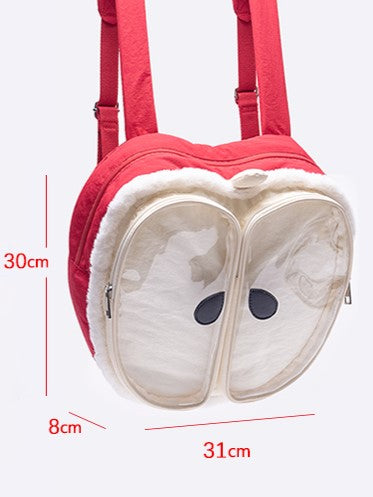 Kawaii Red Apple-Shaped Ita Backpack With Plush Trim