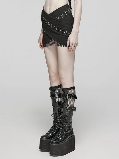Black Punk Overlapping Skirt