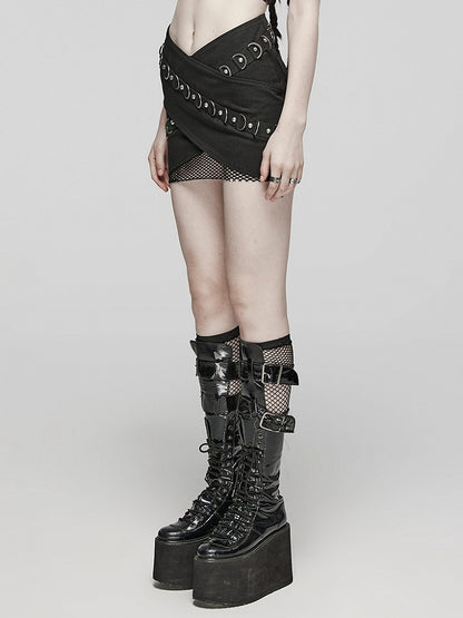 Black Punk Overlapping Skirt