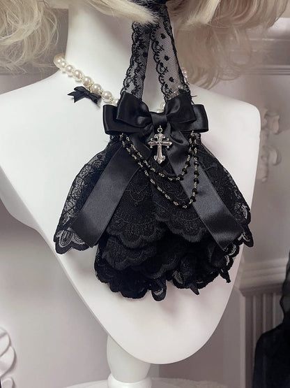 3 Colors Gothic Cross and Chains Bowknot Lace Jabot