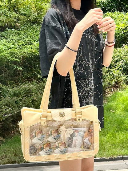 Plaid Pattern Large Capacity Yellow Ita Tote Bag