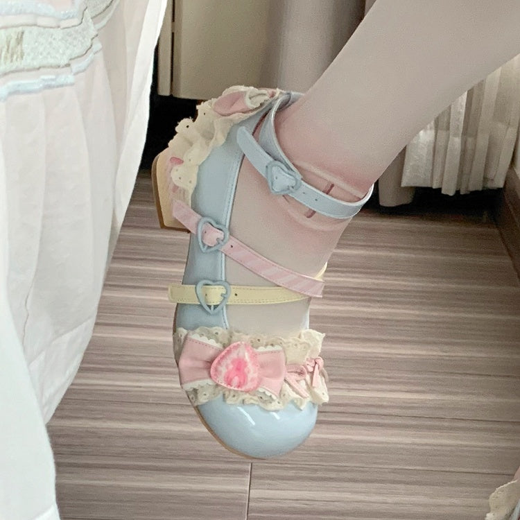 Sea Salt Strawberry Cake Blue Sweet Lolita Mary Jane Shoes