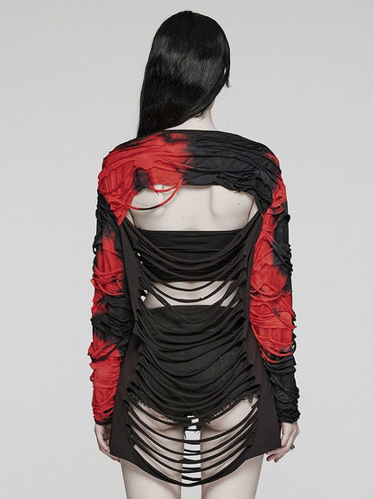 Black and Red Punk Hollow Out T-shirt
