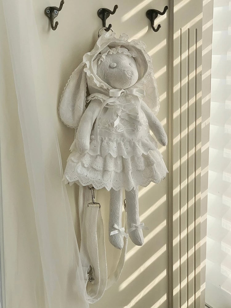 White Lamb Backpack / Crossbody Bag + Dress + Hat