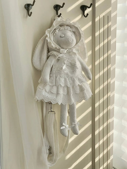 White Lamb Backpack / Crossbody Bag + Dress + Hat