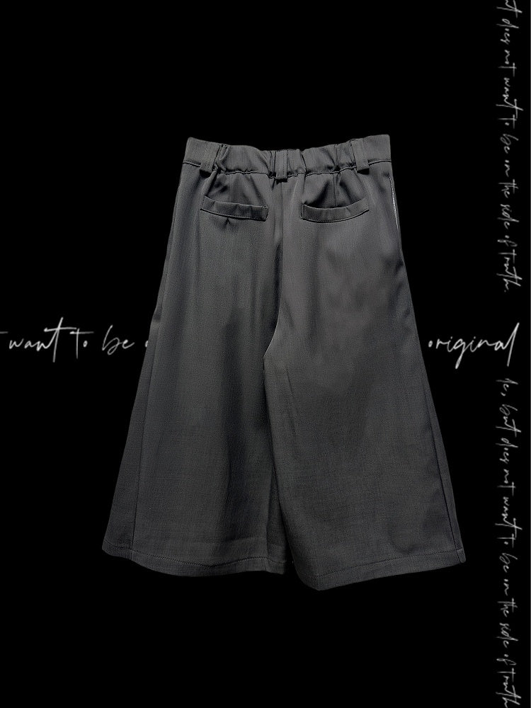 Gray Cross Print Vintage Wide-Leg Pants