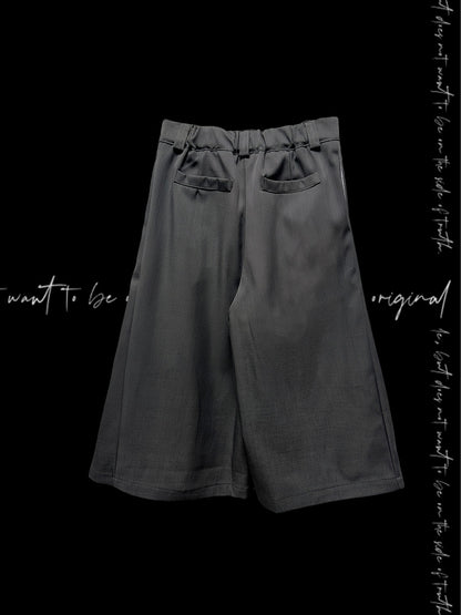 Gray Cross Print Vintage Wide-Leg Pants