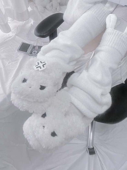 White Plush Bunny Sweet Lolita Slipons