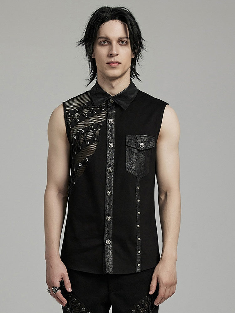Punk Asymmetric Sleeveless Shirt