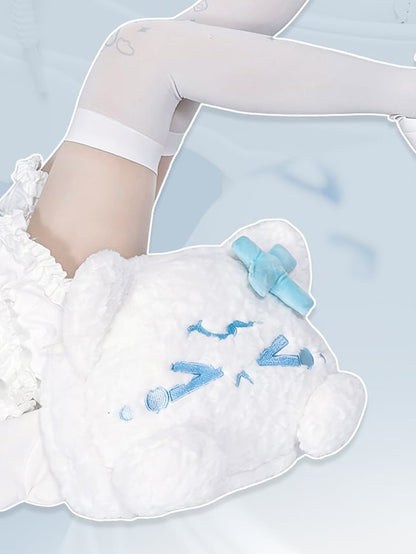 White Plush Crying Kitty Backpack