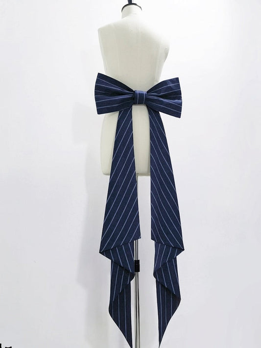 Bunny Theater Royal Blue Striped Bowknot Train