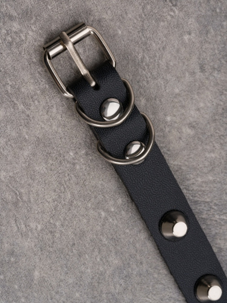 Black&Silver Gothic Demon Mask Pendant Studs Design Buckle Choker