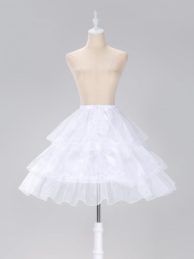 White Lolita Adjustable Length Fish-bone Petticoat