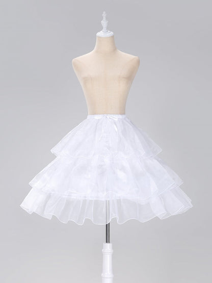 White Lolita Adjustable Length Fish-bone Petticoat