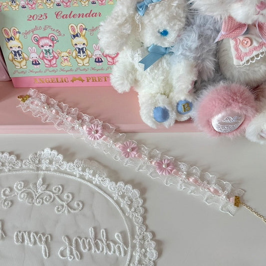 Pink/Blue&Pink Beaded And Floral Decorated Choker