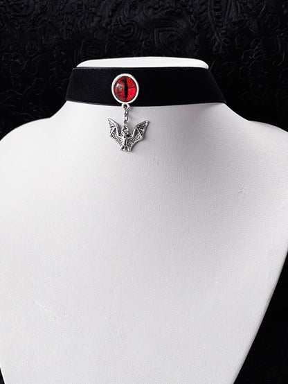 Devil Eye Gothic Black Bat Pendant Velvet Choker
