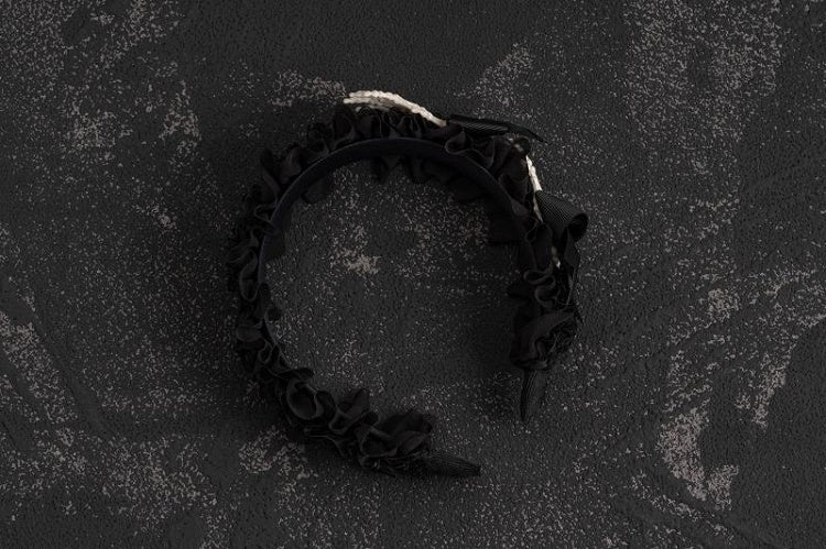 Gothic Skeleton Hands Black Ruffled KC