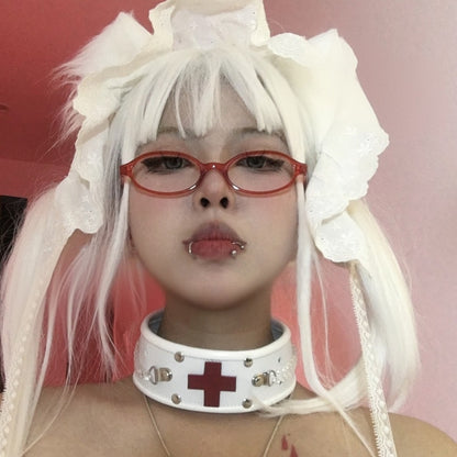 Red/Pink/Blue Yami Kawaii Stud Punk Cross Choker