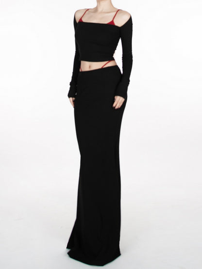 Black Floor Length Glamorous Mermaid Skirt