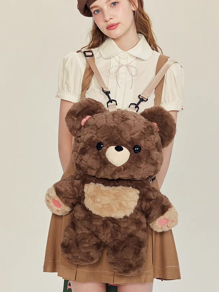 Brown Bear Plush Backpack Detachable Shoulder Straps Middle/Large Size