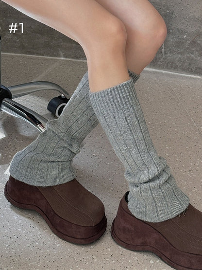 7 Options Y2K Ribbed Trim Knitted Leg Warmers